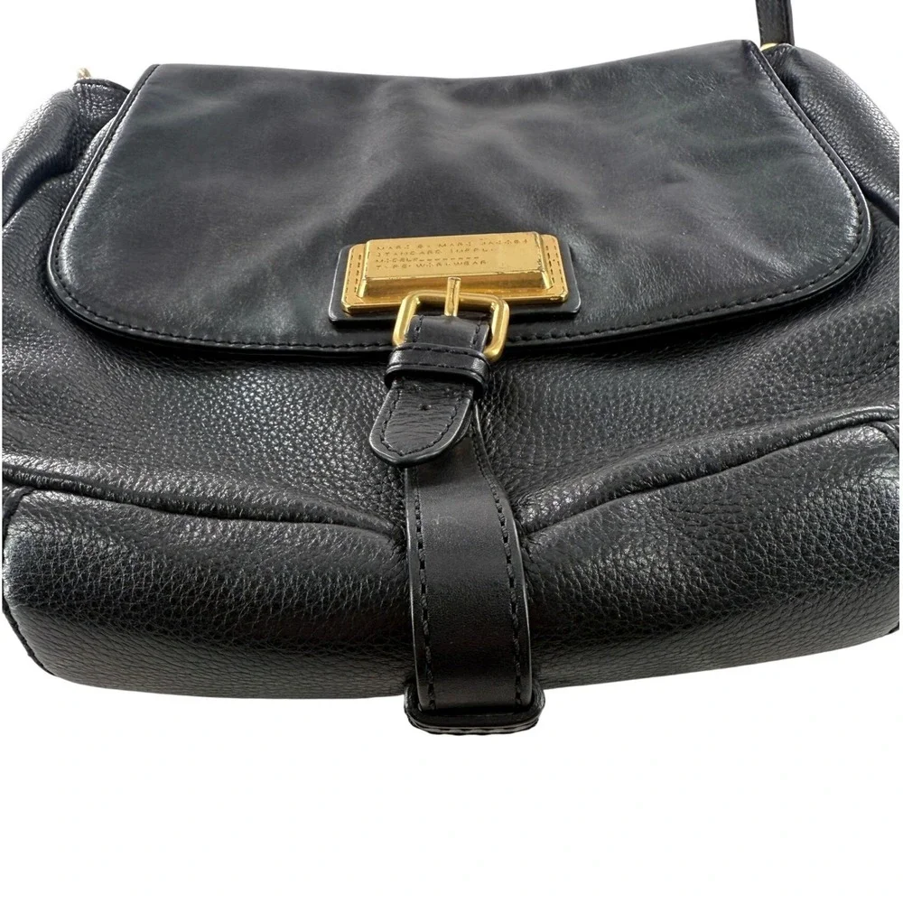 Marc By Marc Jacobs Black Leather Shoulder Bag Crossbody Purse‎ Flap 12